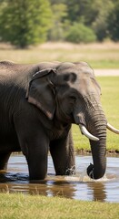 Fototapeta premium Elephant in water, natural habitat