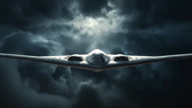 Stealth Bomber B-2 Spirit Flying Through Storm Clouds