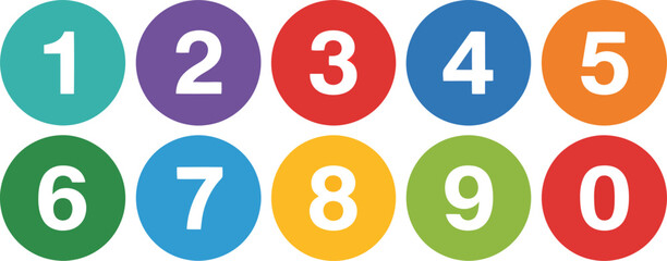 Colorful numbered circles for educational concepts, design elements, and creative projects