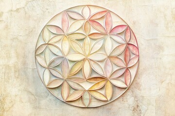 Mandala artwork for mindfulness and spiritual practice, characterized by serene meditation and intricate patterns in calming colors