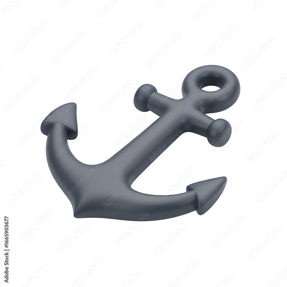 Poster 3d render of a gray anchor isolated on a transparent background for easy design integration
