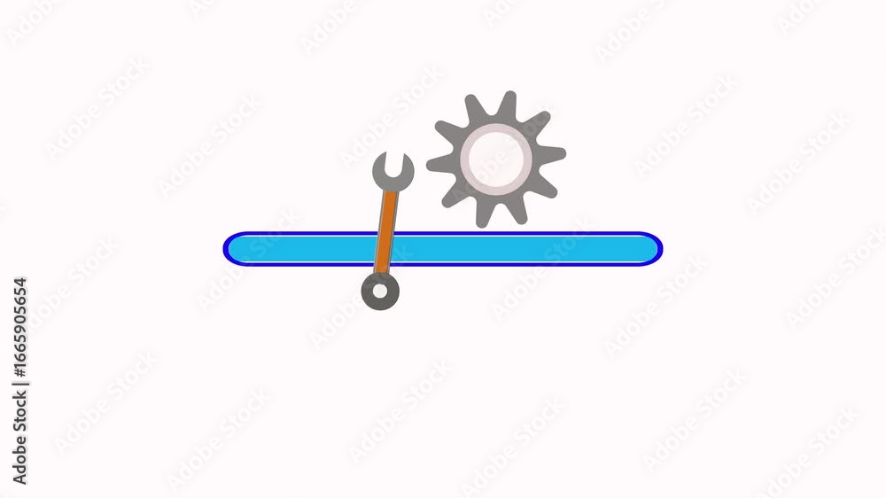 Poster animated progress bar gear wrench interface technology maintenance software loop 4k. animated wrench
