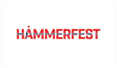 I love Hammerfest, Typographic design of I love Hammerfest on a white background, Flag typography of Hammerfest with heart, Vector design of I love Norway