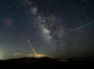 Night Missile Interception Over Israel with Milky Way