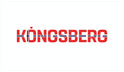 I love Kongsberg, Typographic design of I love Kongsberg on a white background, Flag typography of Kongsberg with heart, Vector design of I love Norway