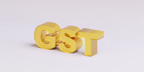 GST 3d isolated on white background. GST Tax India. 3d rendering