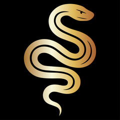 Goldene Schlange auf schwarzem Hintergrund