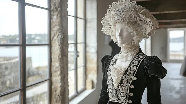 bigouden headdress costume on mannequin in coastal french gallery video