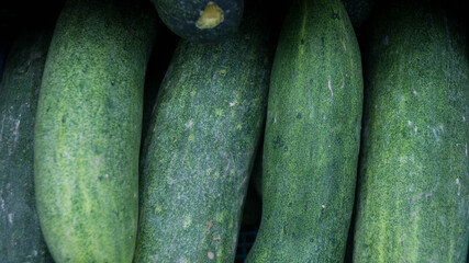 A photograph of Zucchinis sold in a market. Taken from Las Pinas, NCR, Philippines. 