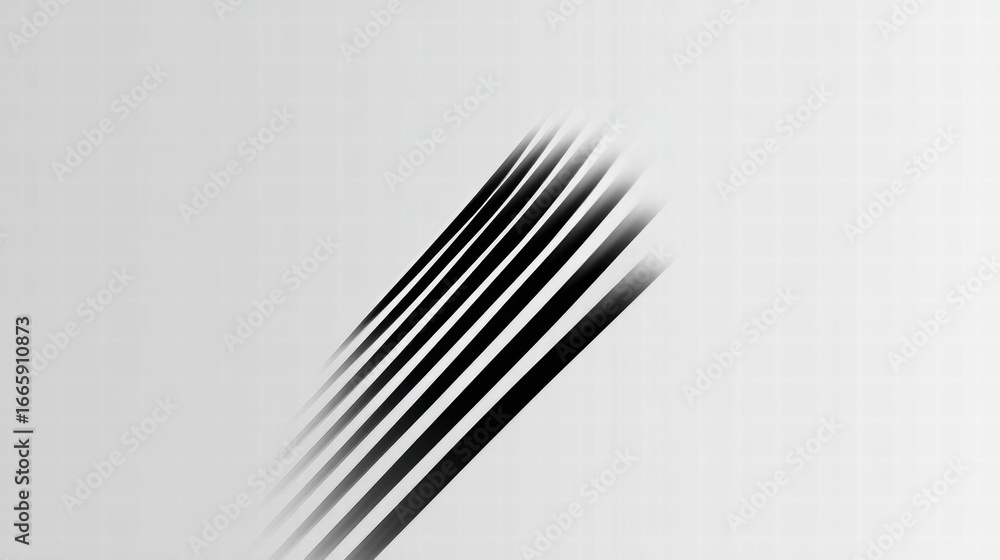 Poster diagonal black lines on a gradient backdrop create a sense of abstract depth and dimension.