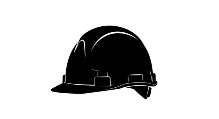 Construction Hard Hat Safety Helmet Black and White Silhouette