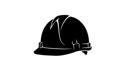 Construction Hard Hat Icon Safety Gear Protective Headwear Black Silhouette