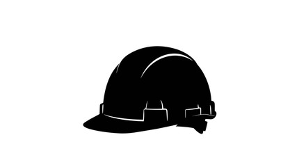 Construction Hard Hat Safety Helmet Black Silhouette Isolated on White Background