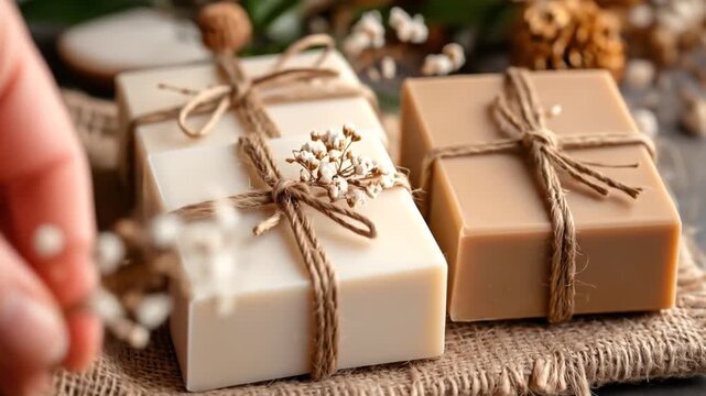 Close-up of handmade soaps