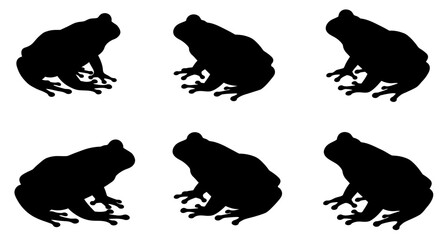 Naklejka premium Seamless Pattern of Frog Silhouettes on White Background Simple Wildlife Design silhouette