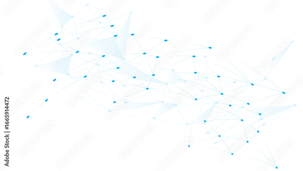 Aufkleber blue white abstract polygon connection mesh digital technology futuristic communication high tech co