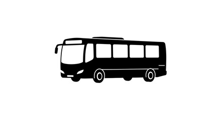 Black and White Bus Illustration Side View in Silhouette Style silhouette