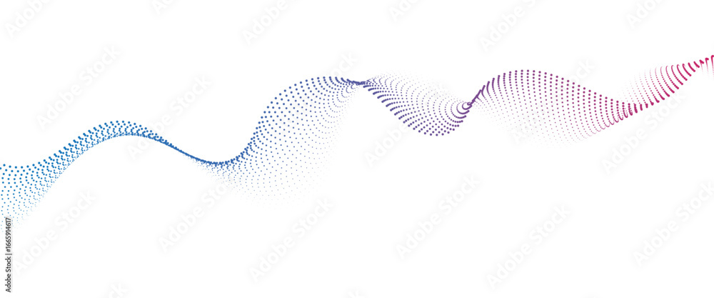 Poster flowing dot wave halftone gradient pattern on transparent background