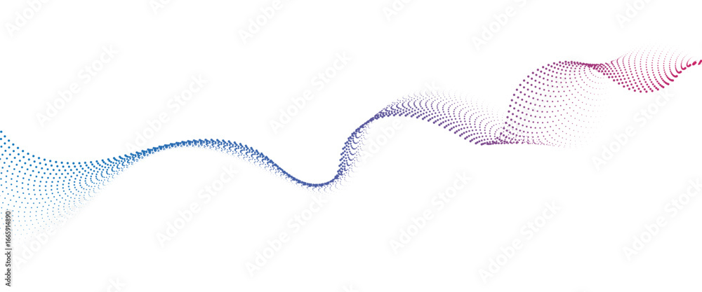 Poster flowing dot wave halftone gradient pattern on transparent background