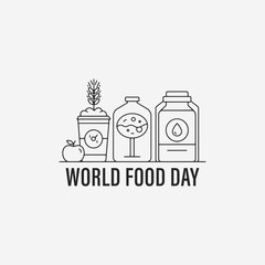 Flat Design World Food Day focuses on simplicity, elegance, and ease of recognition.