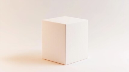 Obraz premium A white cube with a slight shadow.