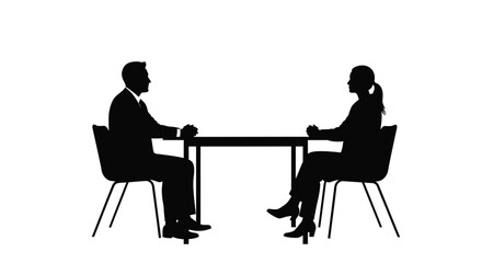 Business Meeting Silhouette Two People Table Discussion Silhouette