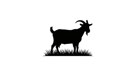 Goat Silhouette in Grass Silhouette