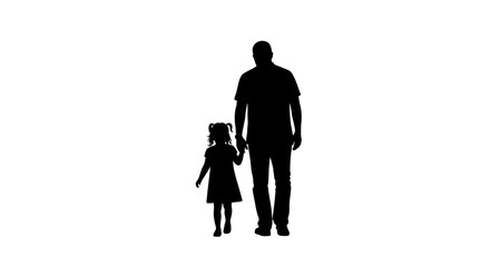 Father and Daughter Walking Silhouette