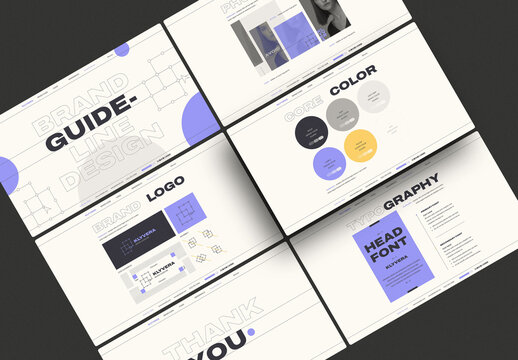Modern Digital Brand Guidelines Template with Purple Accents