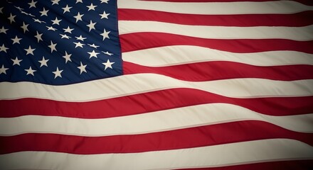 Naklejka premium The american flag, a symbol of the united states of america, features stars and stripes waving in the wind, representing freedom and democracy