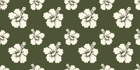 Hibiscus flower Hawaiian tropical seamless pattern. nature floral abstract back ground.	