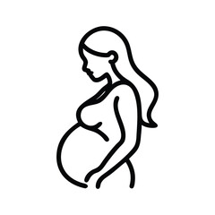 Pregnant Woman Line Art: Side Profile Illustration vector