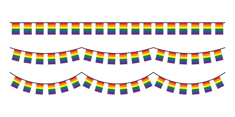 Obraz premium Seamless rainbow colored party buntings. LGBTQI concept. Flat design illustration. 