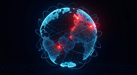 Futuristic glowing earth network connecting global points digitally