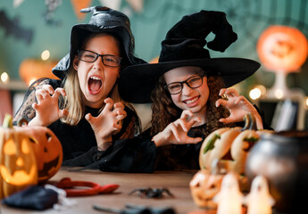 Two girls are celebrating Halloween