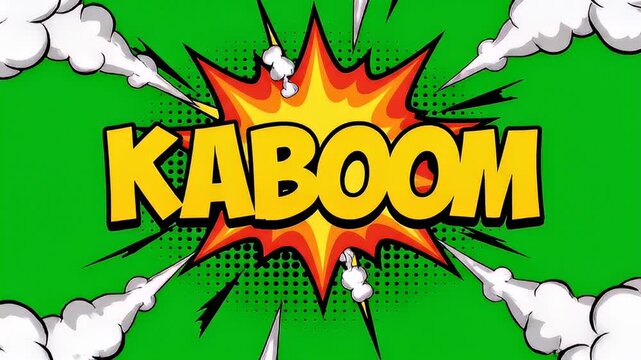 Cartoon explosion with kaboom text dynamic starburst illustration
