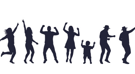 Happy Family Dancing Silhouette Illustration