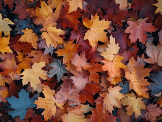 Fototapeta premium Pile of maple leaf full all screen