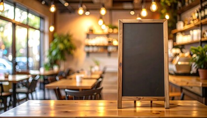 Design a charming cafe menu on a blank chalkboard sign and invite customers inside today, it's warm!