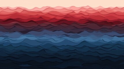 A digital illustration of a wave-like pattern in shades of pink, red, blue, and black.