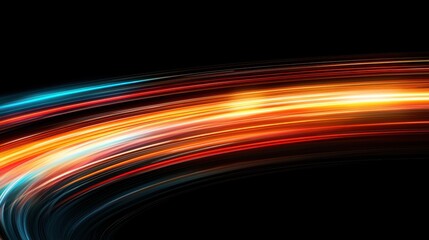 A vibrant abstract composition of multicolored lines against a black background.