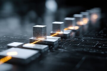 Strategic digital transformation roadmap showcasing key milestones in futuristic design and technology