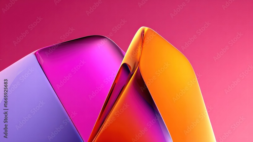 Poster a striking abstract design composed of layered, colorful shapes with depth and movement.