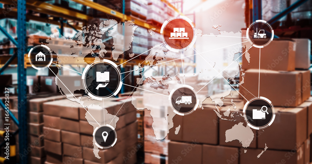 Poster smart warehouse management system with innovative internet of things technology to identify package 