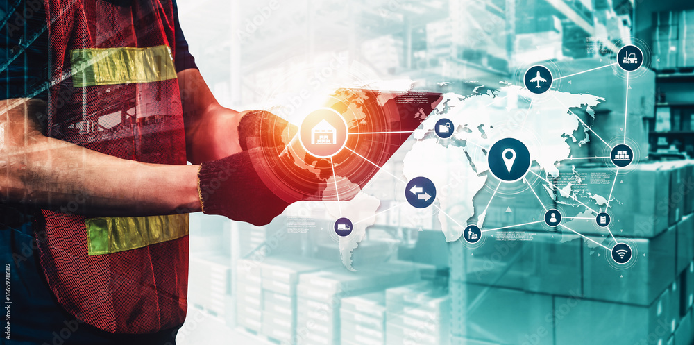 Poster smart warehouse management system with innovative internet of things technology to identify package 
