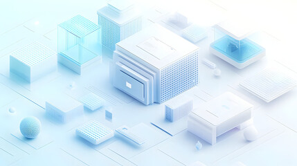 Abstract 3D White Geometric Background