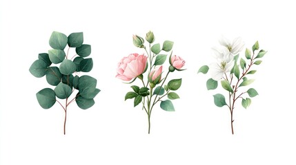 Obraz premium Elegant Floral Arrangement with Greenery and Blossoming Flowers