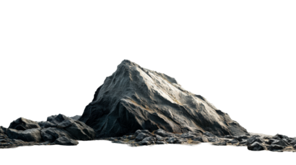 Majestic Jagged Mountain Peak with Rocky Terrain and Sand, cut out transparent
