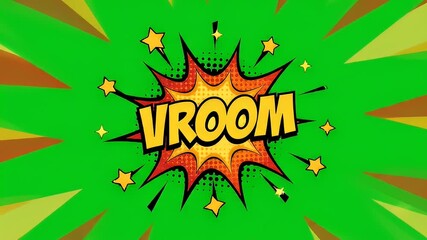 Dynamic cartoon animation with radial burst and smoke effects on green screen