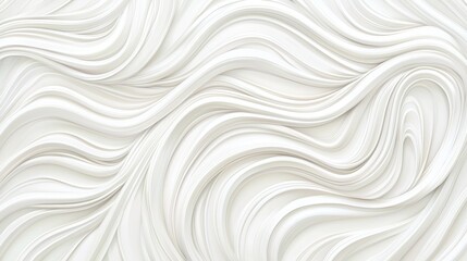 A white abstract design with swirling lines and curves.